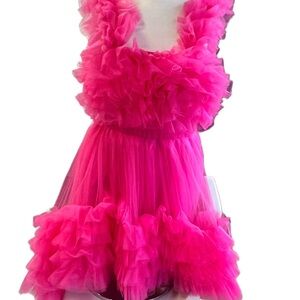 Hot Pink Ruffle Tulle Couture-Style Gown. 💖